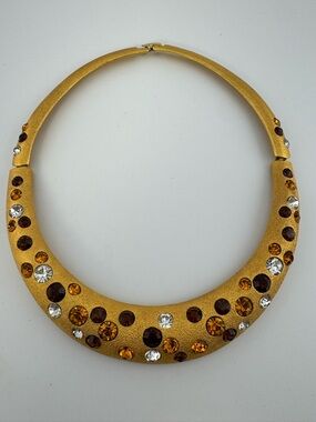 Jackie Collin’s Vintage 80’s Goldtone Rhinestone Statement Necklace